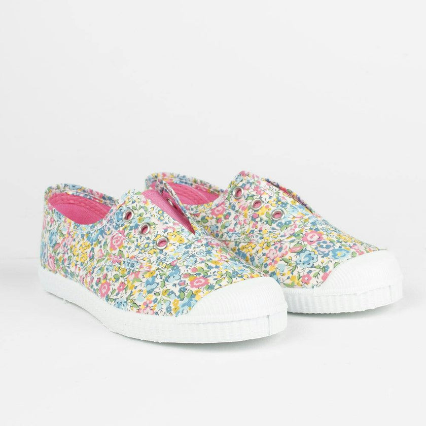 Hampton Canvas Plum Print Plimsolls in Emma Georgina