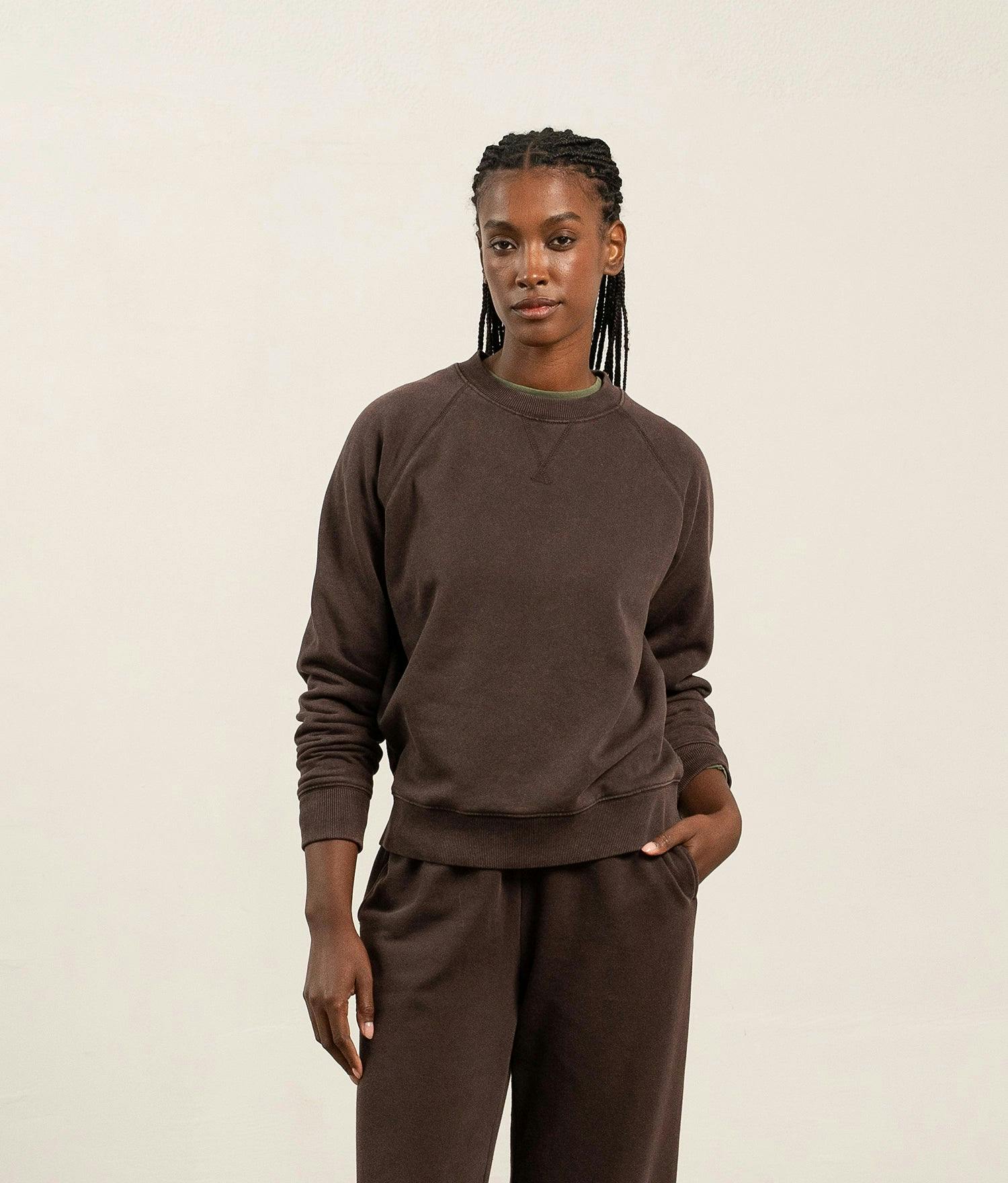 Womens Recycled Fleece Classic Sweatshirt - Recycled Fleece - Mineral Ganache