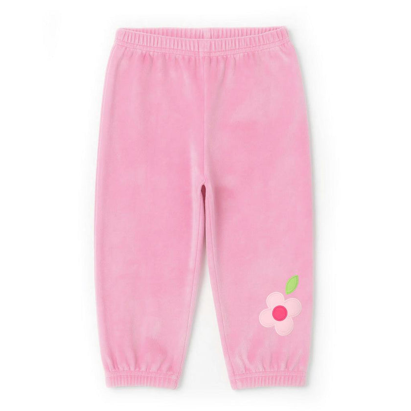 Velour Jogger Pants With Flower