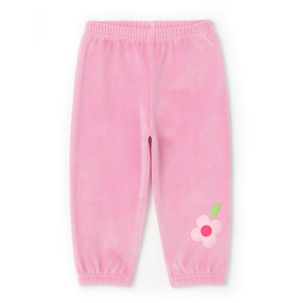 Velour Jogger Pants With Flower