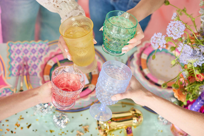 Vintage Vibes Reusable Pastel Goblet Set of 4