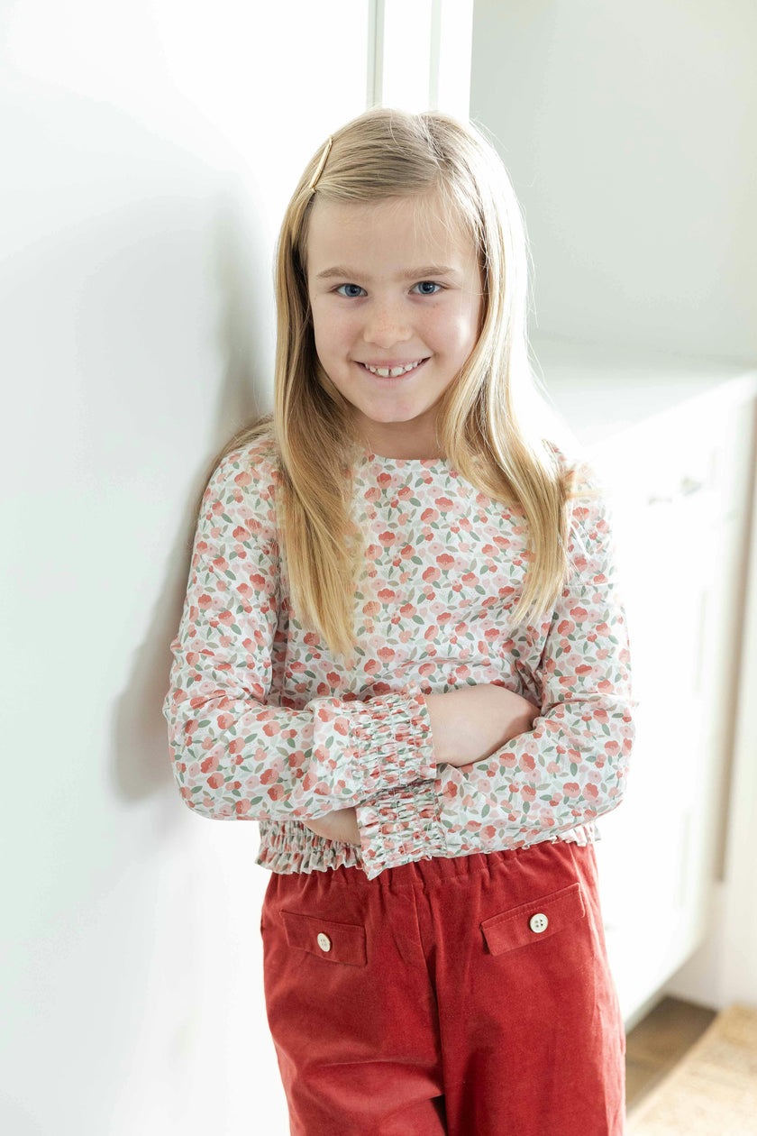 Floral Top with Rouching