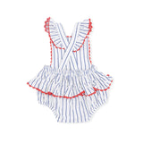 Baseball Stripe - Ric Rac Ruffle Sunsuit