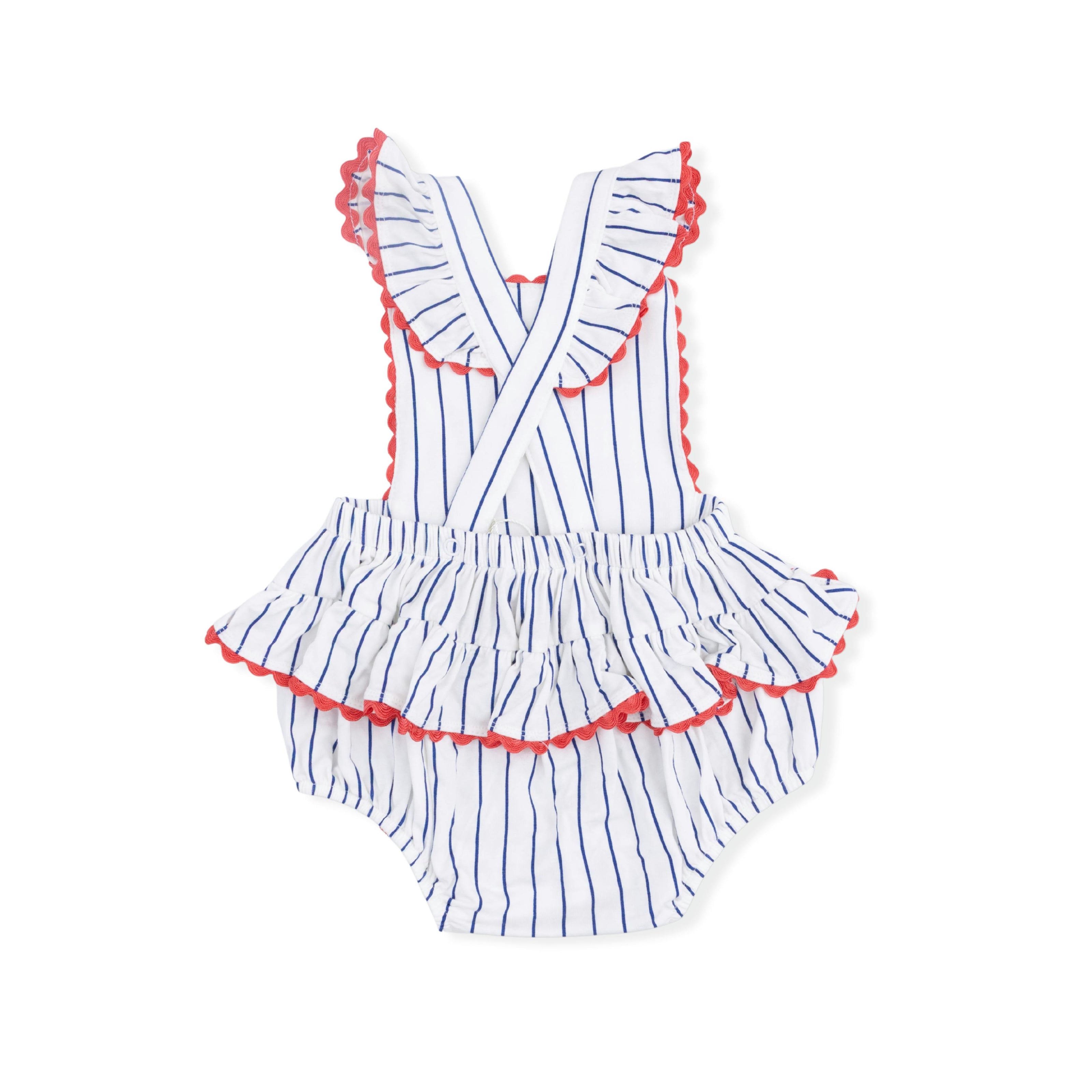 Baseball Stripe - Ric Rac Ruffle Sunsuit