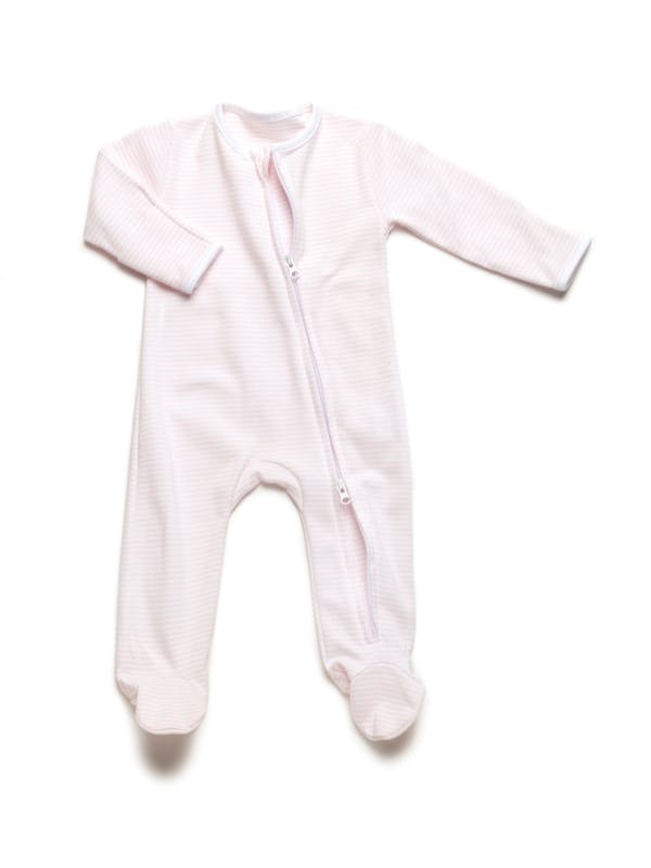 Two Way Zip Striped Footie Pajama