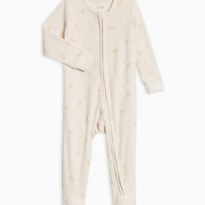 Kit Ribbed Zipper Sleeper Dario Stripe/Oat