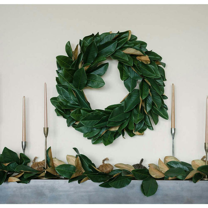 30" Faux Green Magnolia Leaf Wreath