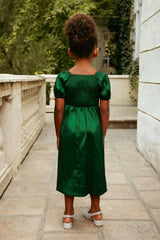 Mini Cassie Dress in Green Taffeta