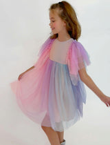 Cotton Candy Dream Flutter Sleeve Tulle Dress