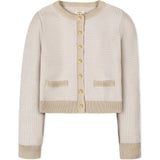 Organic Tweed Stitch Sweater Cardigan, White