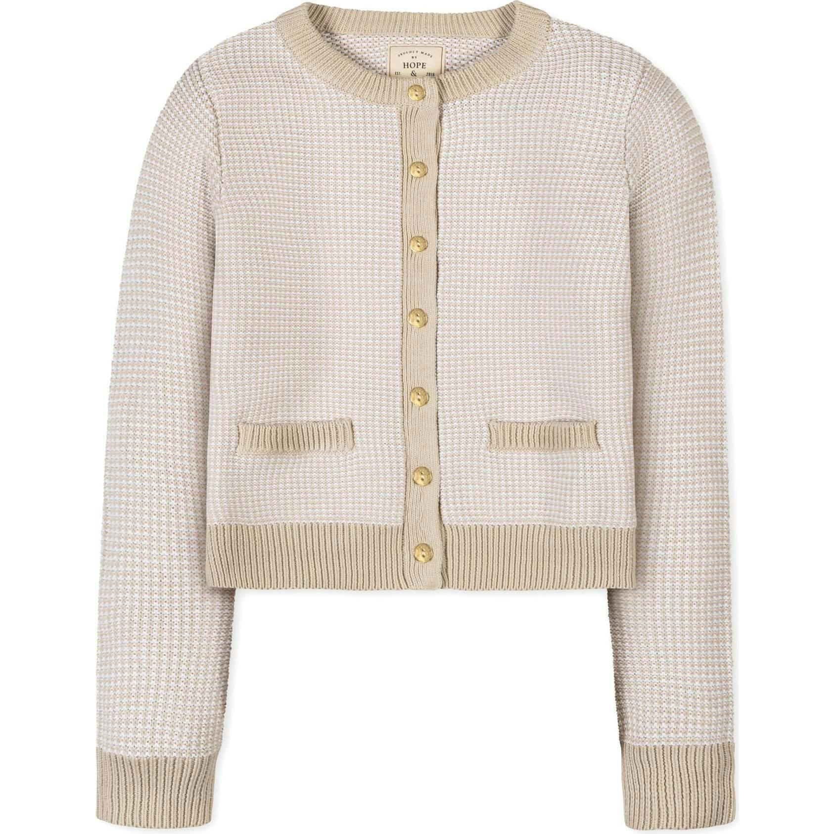 Organic Tweed Stitch Sweater Cardigan, White