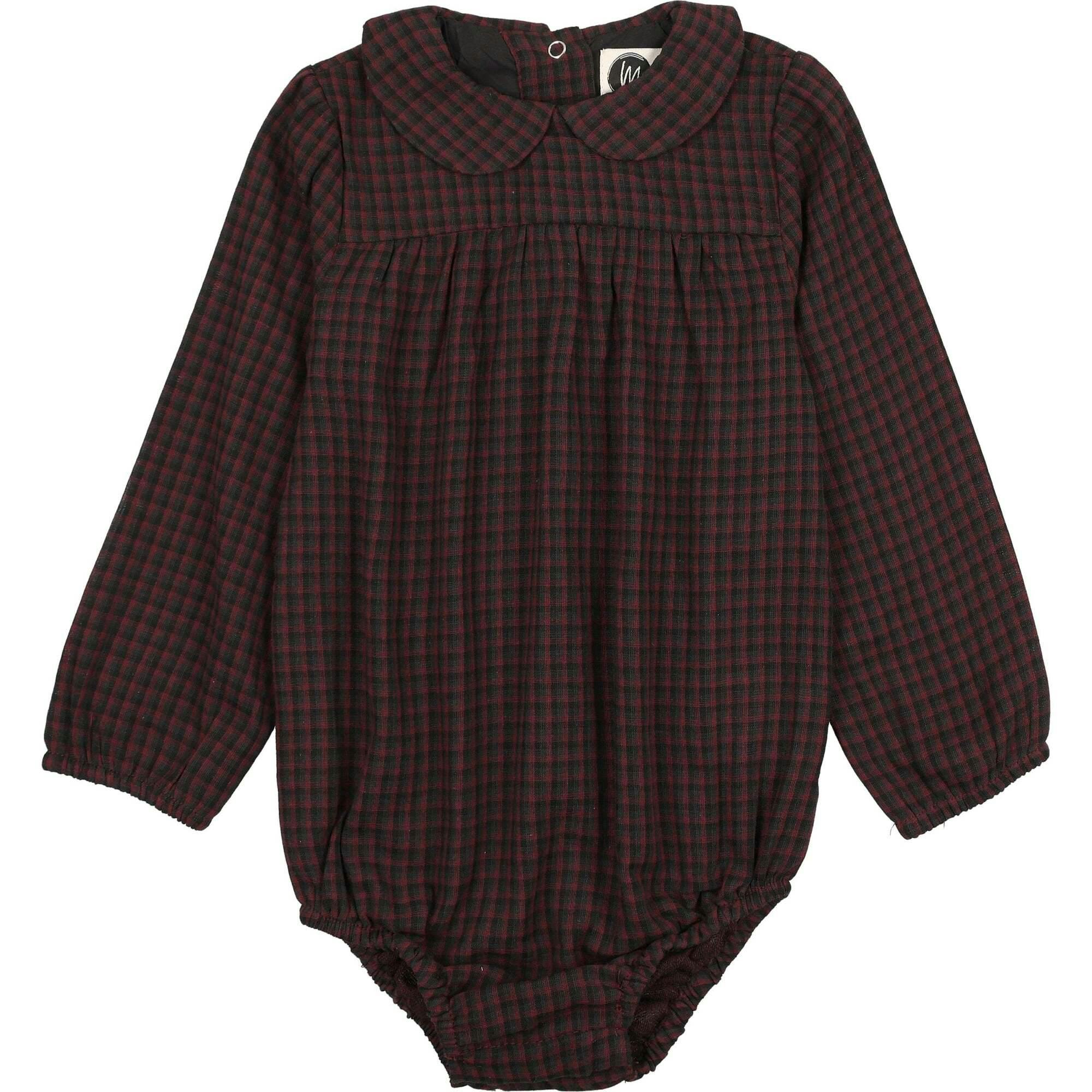 Plaid Collar Girls Romper