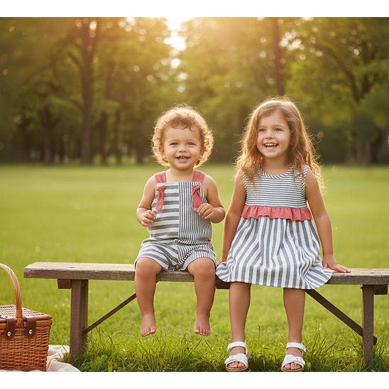 Mixed Stripe Grey Dungaree Romper
