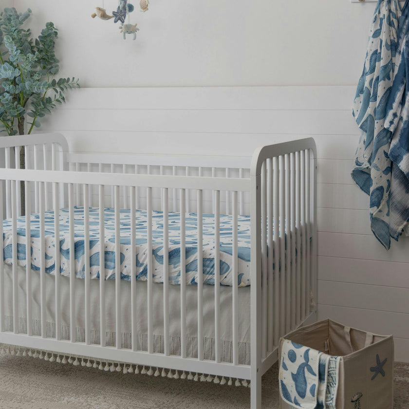 Caspian Whale Cotton Fitted Crib Sheet