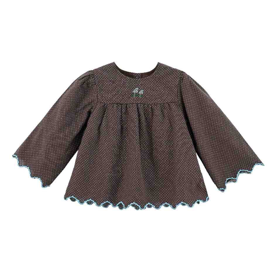 Dark Brown Polka Dot Scallop Set