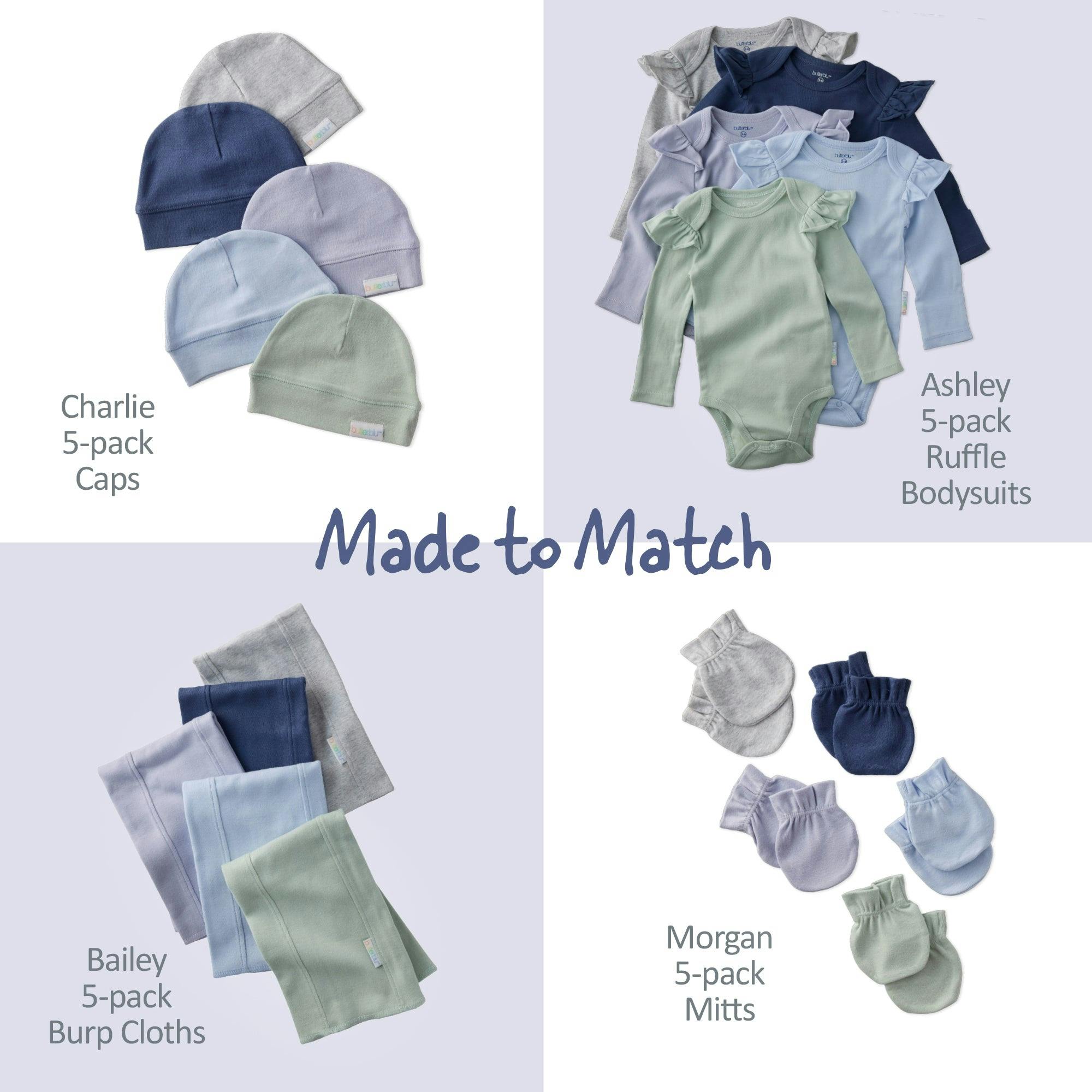 ASHLEY 5-Pack Long Sleeve Ruffle Bodysuits