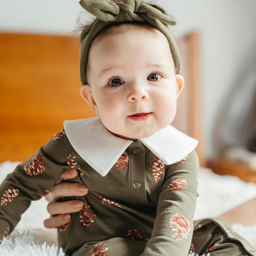 Pinecone Cotton Stretch Collar Long Sleeve Jumpsuit
