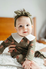 Pinecone Cotton Stretch Collar Long Sleeve Jumpsuit