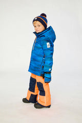 Two Piece Play Snowsuit Navy Blue and Orange with Orange Pants