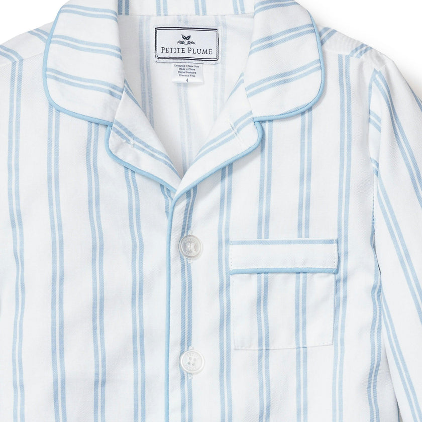 Kid's Twill Pajama Set in Periwinkle Stripe