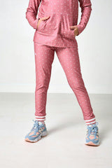 girls dusty pink polka dot retro warm-up jogger