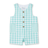 Gingham Linen-Look Shortall