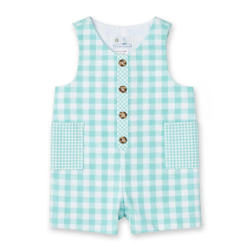 Gingham Linen-Look Shortall
