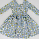 3/4 Sleeve Twirl Dress in Periwinkle Meadow