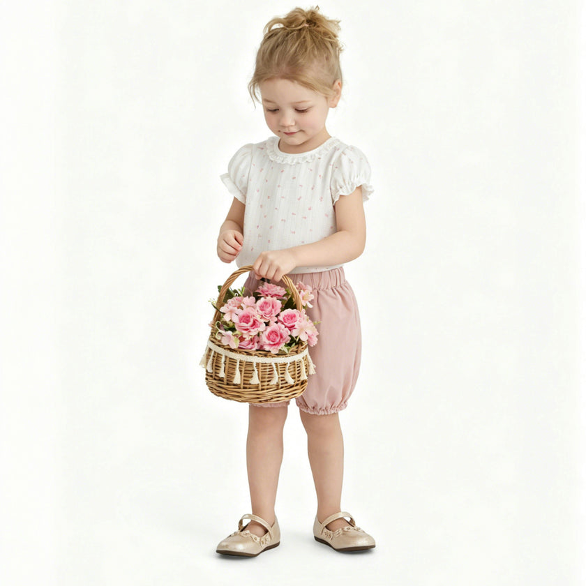 Pink Floral Puff Set