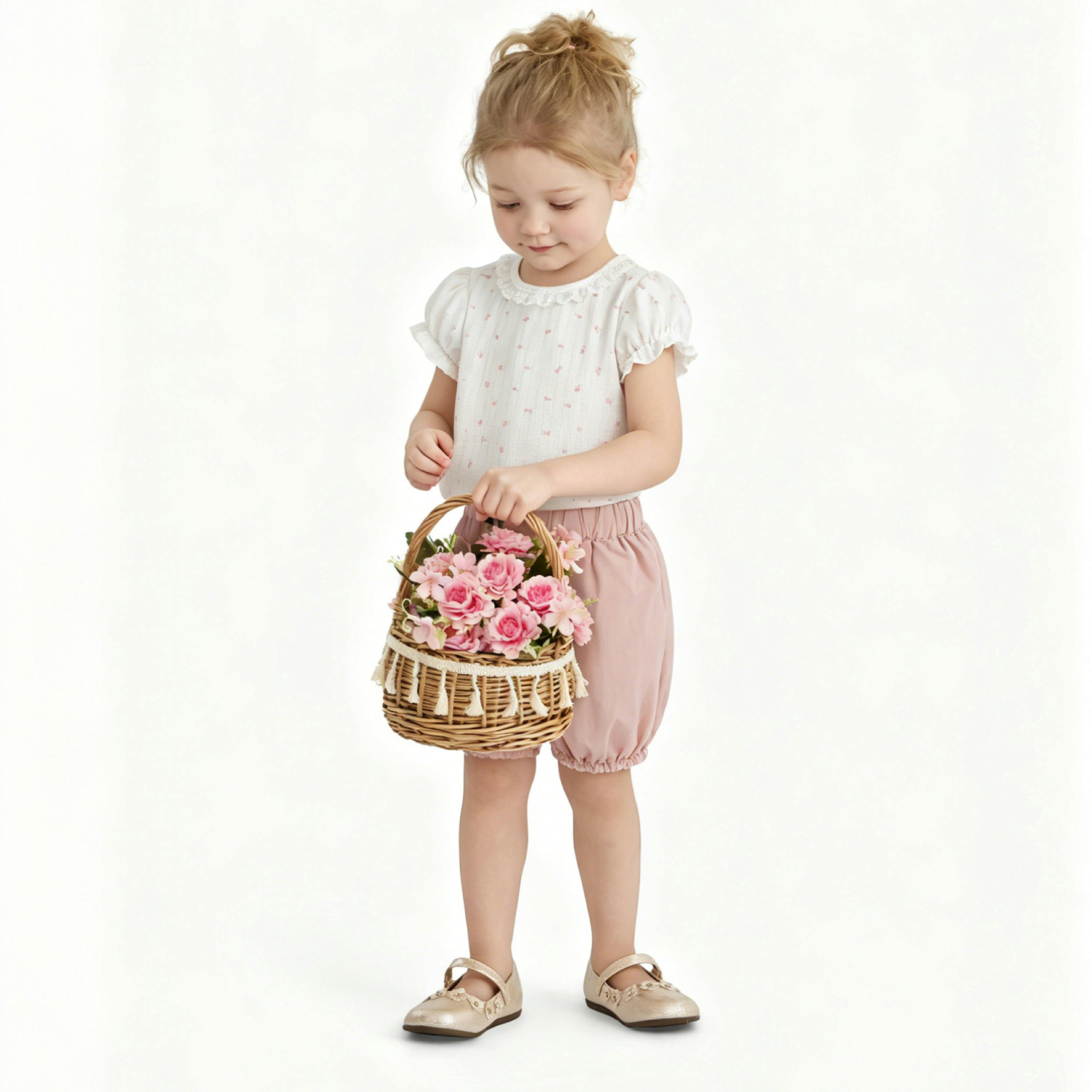 Pink Floral Puff Set