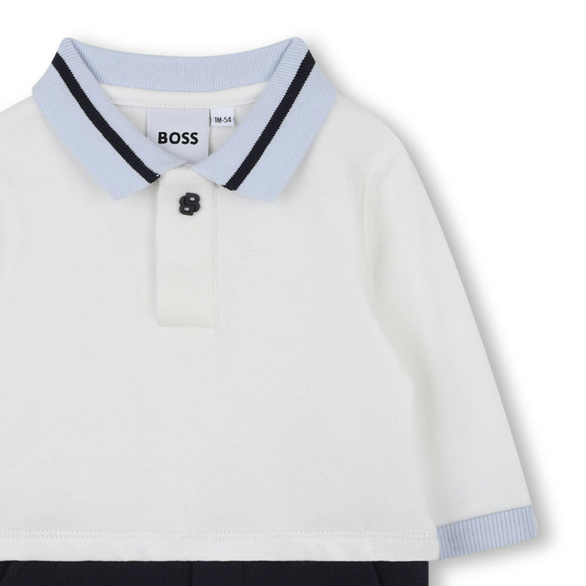 Baby Boys Ivory & Navy Blue Romper