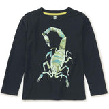 Scorpion Glow Graphic Print Long Sleeve T-Shirt, Black