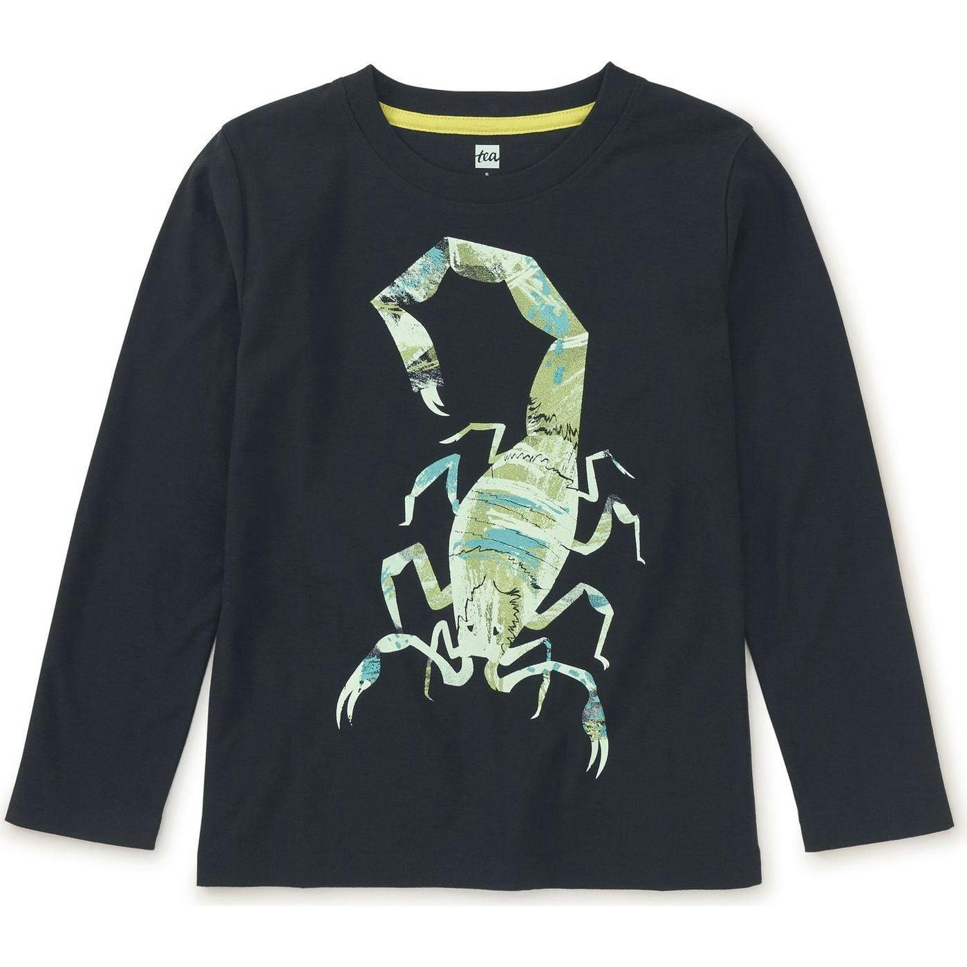 Scorpion Glow Graphic Print Long Sleeve T-Shirt, Black