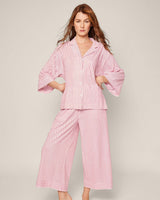The Olivia Wide Leg Pima Pajama Set in Antique Red Ticking