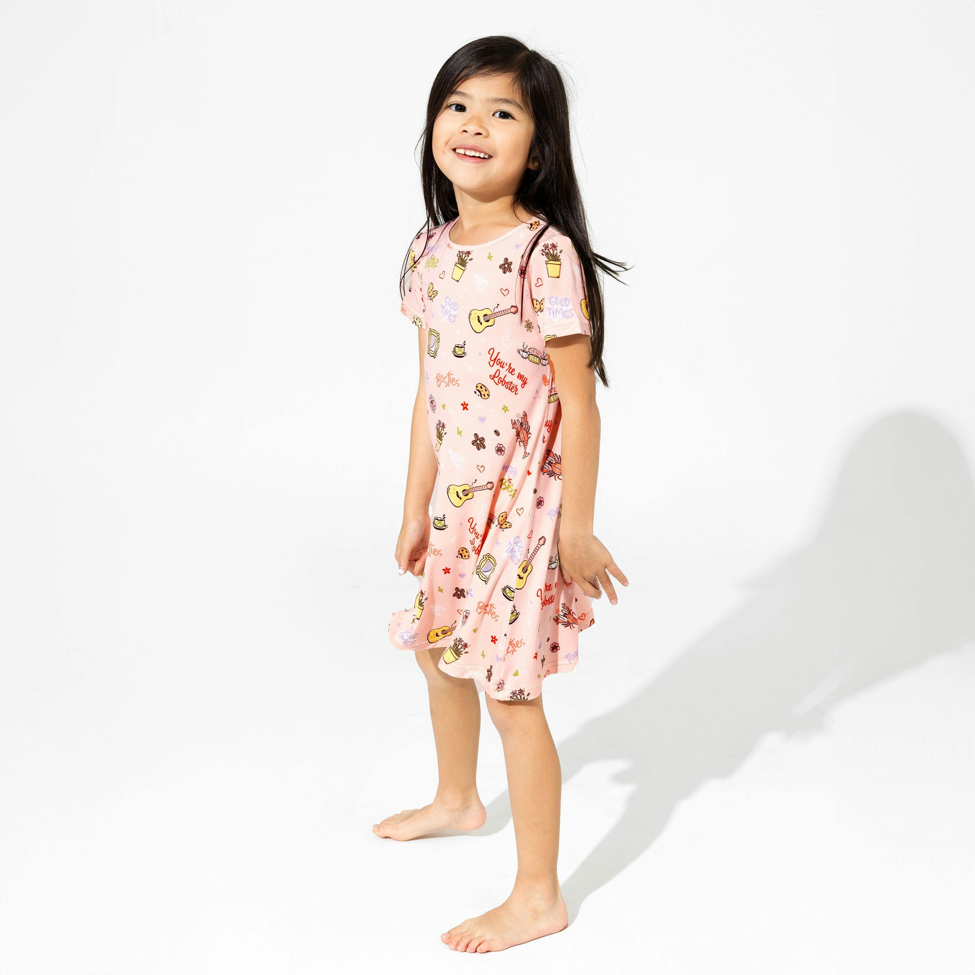 Friends: You're My Lobster Bamboo Girls' Short Sleeve Dress