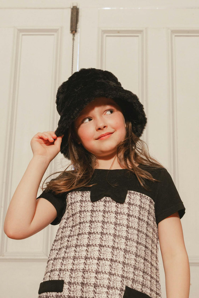 Faux Fur Bucket Hat Black