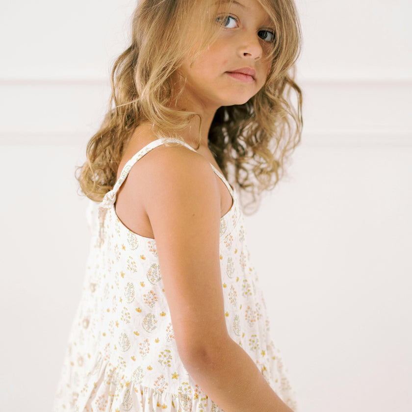 Hikari Pintuck Dress |Golden Blossom
