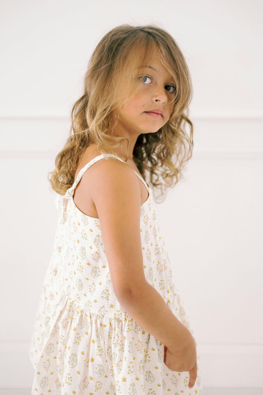 Hikari Pintuck Dress |Golden Blossom