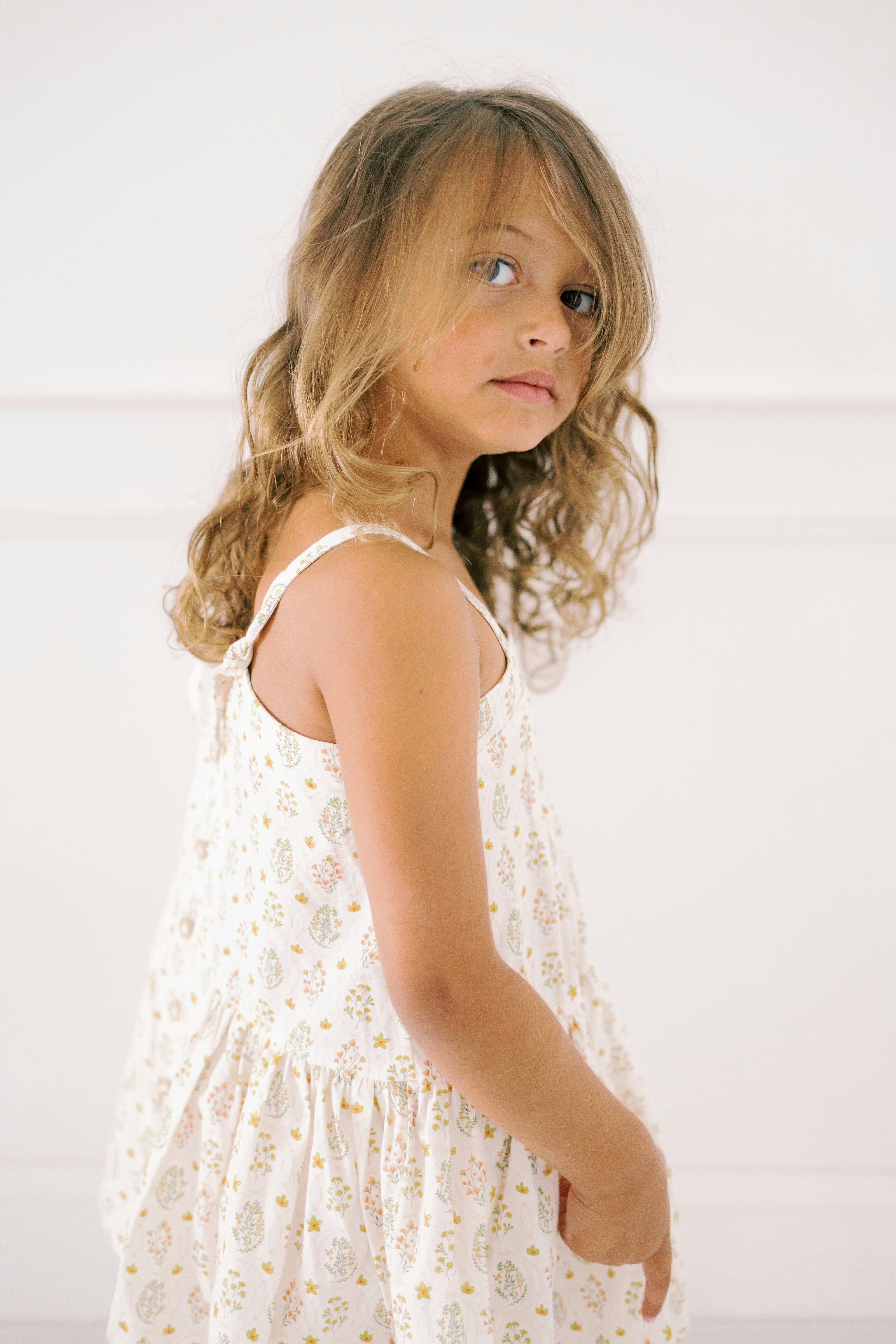 Hikari Pintuck Dress |Golden Blossom