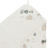 Charlie Farmhouse Tractor Hooded Baby Bath Towel & Washcloth Set