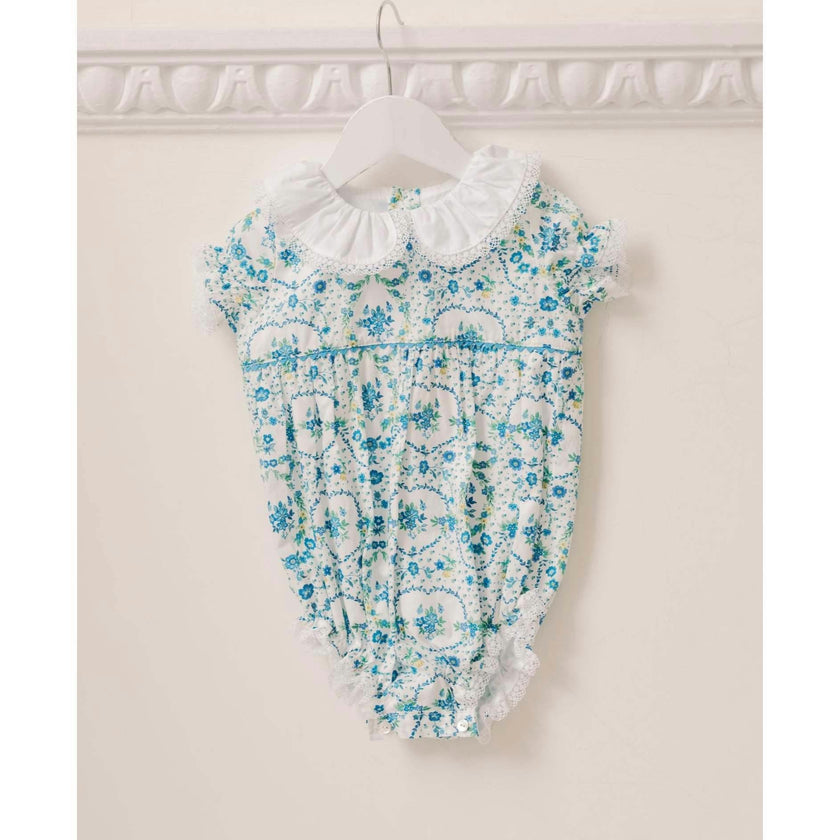 Nicky Hilton x La Coqueta Blue Bow Floral Lily-Grace Baby Girl Romper