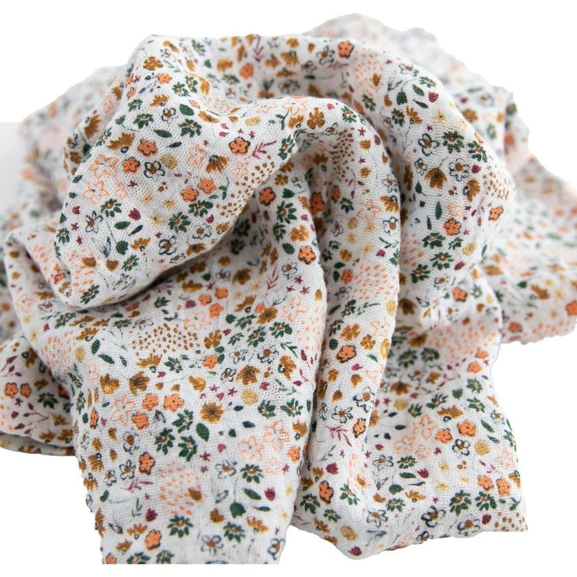 Cotton Muslin Swaddle Blanket 3 Pack - Pressed Petals
