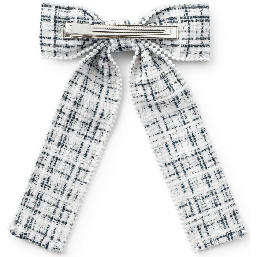 Estella Tweed Pearl Trimmed Long Tail Clip