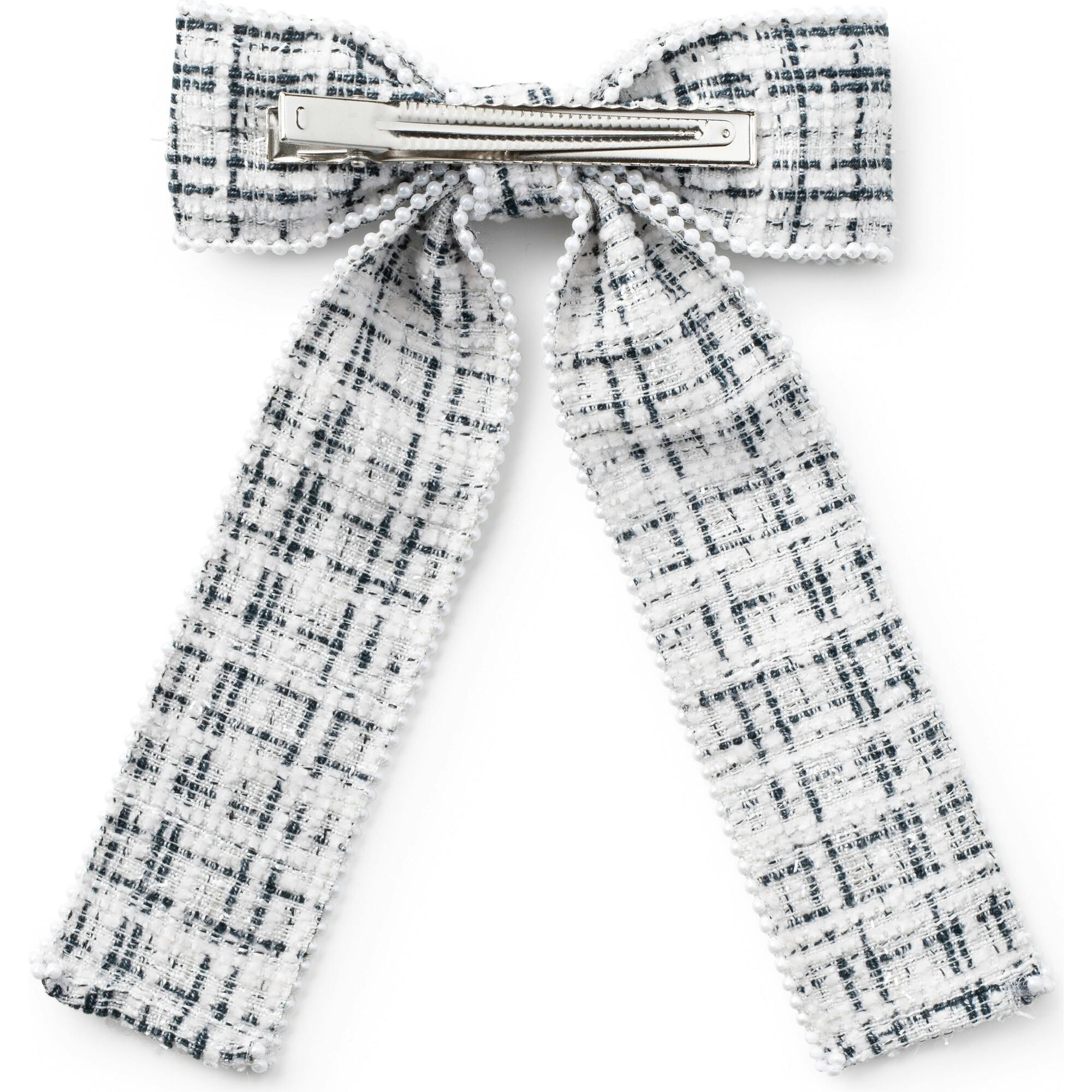Estella Tweed Pearl Trimmed Long Tail Clip