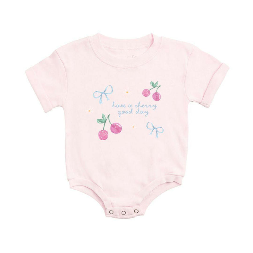 Cherry Good Day Short Sleeve Romper - Ballet