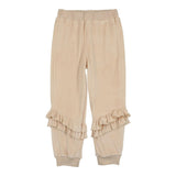 Velour Ribbed Waist & Cuff Ruffle Joggers