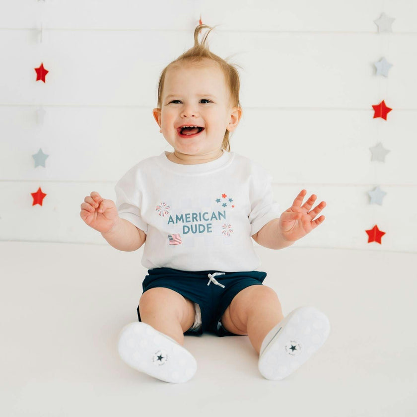 American Dude Short Sleeve Romper - White