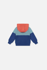 Baby Full Zip Hooded Fleece Jacket Blue, Turquoise And Orange