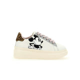 White Leopard Tab Platform Mickey Sneakers