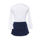 Girls Navy Knit Skort with White Trim